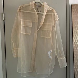 Nude Sheer Button Down Top ❤️
